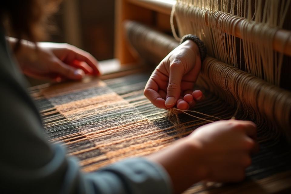 Hagyományos szövőszék, bonyolult mintát szövő képe